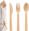 Pre Rolled Napkin and Bamboo Cutlery Set - 30Pack Bamboo Utensils/Cutlery Set(30 Forks, 30 Knives, 30 Spoons, 30 Napkins), Biodegradable Wrapped Cutlery for Party, Wedding, Events