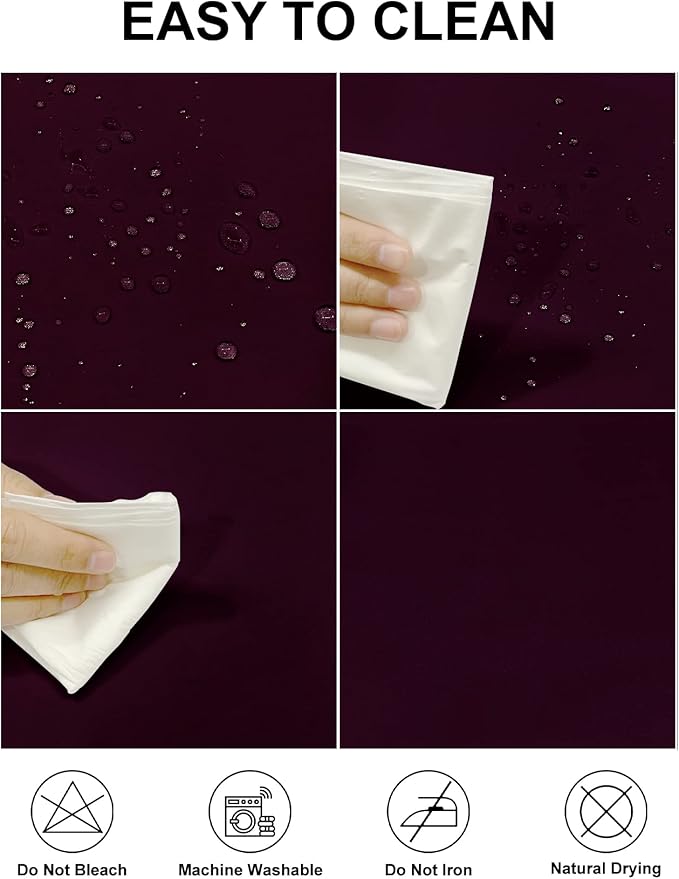 Fokitut 2 Pack Waterproof Round Tablecloth, 70 Inch, Stain Resistant and Wrinkle Polyester Table Cloth, Fabric Table Cover for Kitchen Dining, Wedding, Party, Holiday Dinner-Eggplant