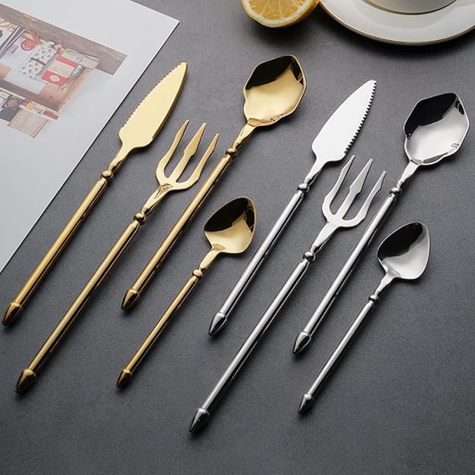 Silverware Set for 14 Durable 18/10 Stainless Steel Flatware Set Creative Styles 56 Piece Modern Cutlery Tableware Utensils Set for Home Kitchen Wedding Restaurant Knives forks and Spoons