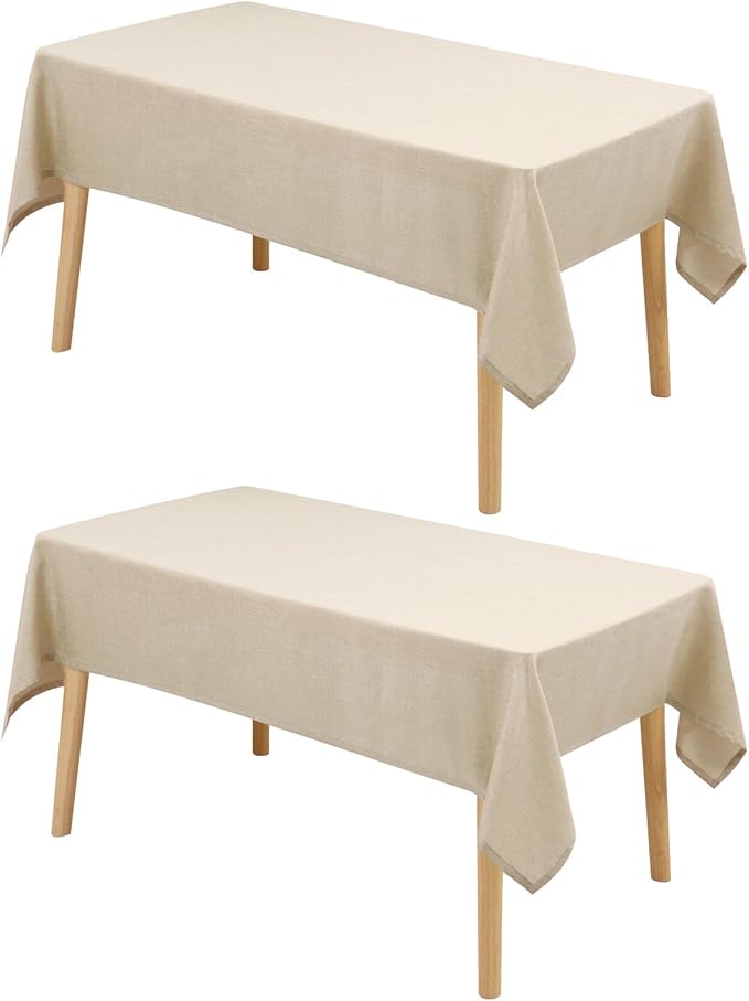 Hiasan 2 Pack Faux Linen Square Tablecloth - Wrinkle and Stain Resistant Washable Table Cloth for Kitchen Dining Room Holiday Table Cover for Party Dinner, Beige, 30 x 30 Inch