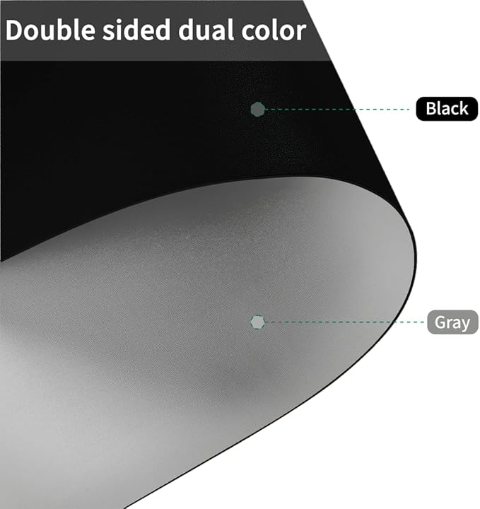 Round Table Pad,1.8mm Thick,Dia.28 Inch,Round Leather Table Cover,Round Table Protector,Round Dining Table Protector,Round Table Top Protector.(Dia.28,Black+Gray)