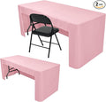 Nasitos 2 Pack Pink Fitted Table Cloth for 4 Foot Tables-Tablecloth Open Back Fabric Washable and Wrinkle Resistant Table Covers for Rectangular Tables Birthday Parties, Baby Shower, Banquet, Buffet