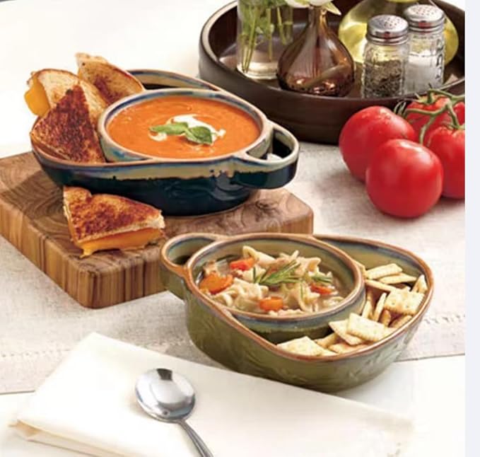 Soup and Side Bowl Plate Ceramic, Chip and Dip Divided Bowls, Anti-Soggy Cereal Bowl Bread Dipping Bowls Plates for Salad Breakfast, and Sandwich Ideal for Home and Restaurant (lime)