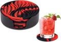 6 Pack Drink Coasters,Coasters for Drink with Holder,Non-Slip Silicone Cup Mat,Rubber Coaster Live for Hot or Cold Drink,Fits Any Size of Cups(Black Red)