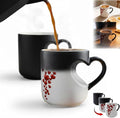 Heart-Shaped Color Changing Magic Ceramic Mug, Funny Heat Sensitive Coffee Cup Reveals Surprise Design with Hot Drinks for Valentine's Day & Anniversaries (2pcs)