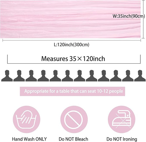 12 Pack 10Ft Cheesecloth Table Runner 35x120 Inch Boho Gauze Table Runner Rustic Cheese Cloth Long Romantic Table Runners for Wedding Bridal Shower Birthday Party Table Decor (Pink Purple)