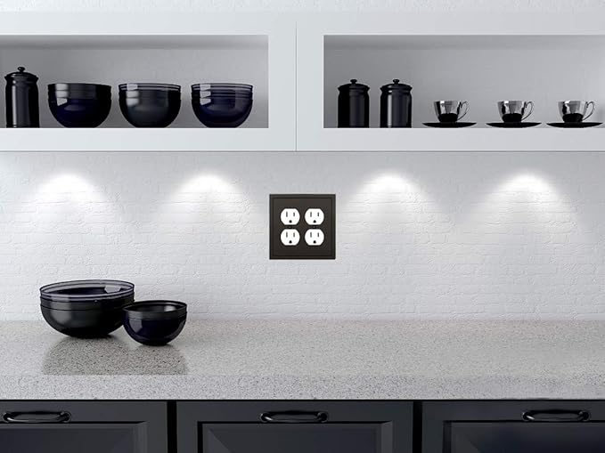 Henne Bery Modern Edge Decorative Wall Plate Switch Plate Outlet Cover, Durable Solid Zinc Alloy (Double Duplex, Matte Black)