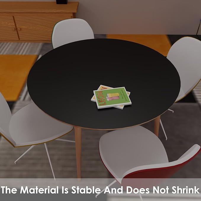 Round Table Pad,1.8mm Thick,Dia.28 Inch,Round Leather Table Cover,Round Table Protector,Round Dining Table Protector,Round Table Top Protector.(Dia.28,Black+Black)