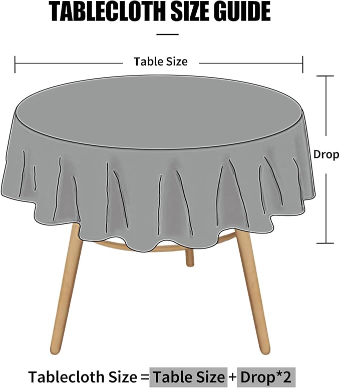 Smiry Round Table Cloth, Waterproof Heavy Duty Vinyl Tablecloths, Wipeable Washable Table Cover for Kitchen and Dining Room (Black, 60" Round)