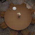 Round Table Pad, 1.8mm Thick, Dia.41 Inch, Leather Table Cover, Dining Table Protector, Mud Color + Champagne Gold
