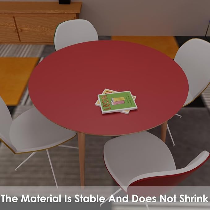 Round Table Pad,1.8mm Thick,Dia.43 Inch,Round Leather Table Cover,Round Table Protector,Round Dining Table Protector,Round Table Top Protector.(Dia.43,Black+Wine Red)