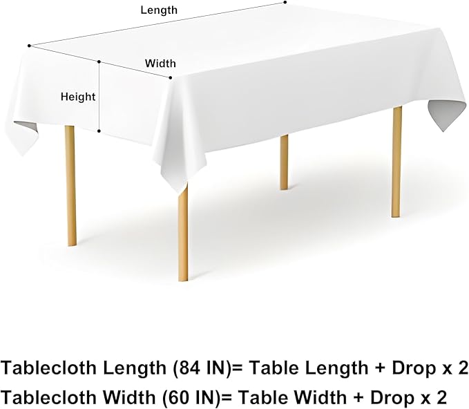 misaya Rectangle Waterproof Vinyl Table Cloth, Buffalo Flannel Backed Tablecloth, Wipeable Plastic Table Cover for Dinner, Kitchen, Outdoor (60" x 84", Aquamarine and White)