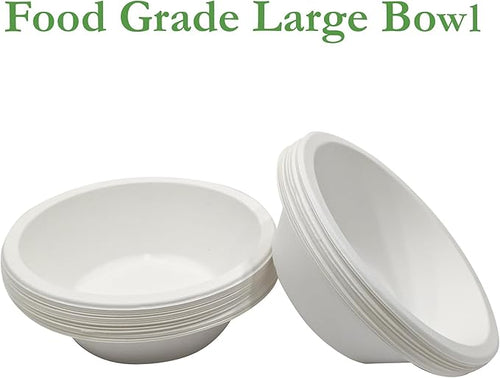 12 oz. Compostable Paper Bowls [100-Pack] - Eco-Conscious Disposable Soup Bowls Made of Sugarcane Fiber Bagasse, Microwave, Refrigerator-Safe - Heavy Duty Paper Plates for Dinner