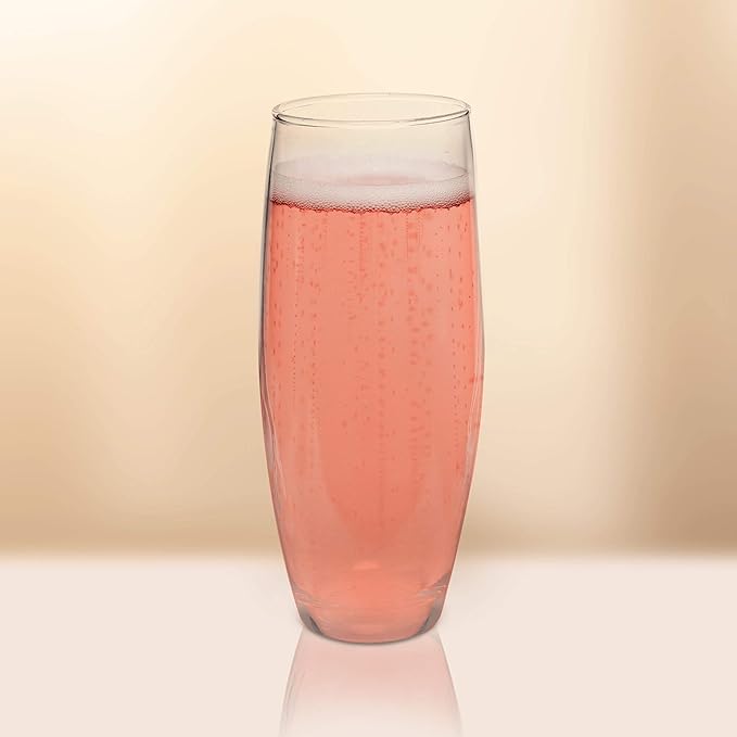 DISCOUNT PROMOS 10 ARC Stemless Champagne Flutes Set, 9 oz. - Cachet, Glassware, Cocktails - Clear