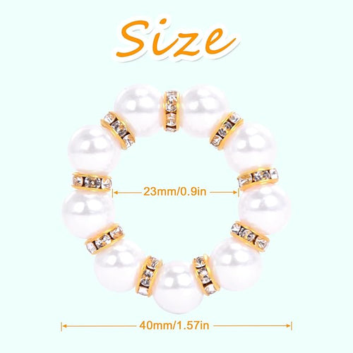 100Pcs Gold Disposable Imitation Pearl Napkin Rings, Exquisite White Gold Beaded Napkin Rings for Wedding Party Table Decoration and Daily Use