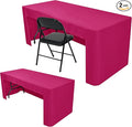 Nasitos 2 Pcs 8 foot Tablecloth Fitted Fuchsia Trade Show Table Covers - Open Back Tablecloth Washable Fabric Table Cloth for Rectangular Table, Parties, Craft Show, Baby Shower, Events, Vendor Booth