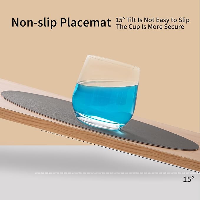 Myir JUN Round Placemats Set of 4 Faux Leather Place Mats and Coasters 15 inch Round Table Mats Dual Sided Non-Slip Stain Resistant Placemats (Gray & Sage Green, Set of 4)