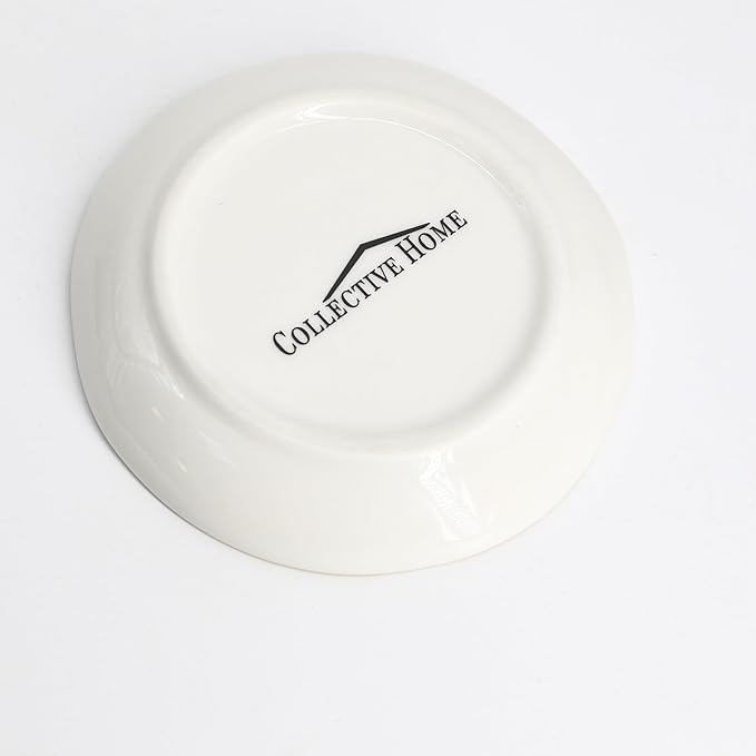 COLLECTIVE HOME - Ceramic Jewelry Tray, Decorative Trinket Dish for Rings Earrings Necklaces Bracelet Watch Keys, Birthday Mother's Day Christmas Gift for Women, 4.75", Glossy (j)