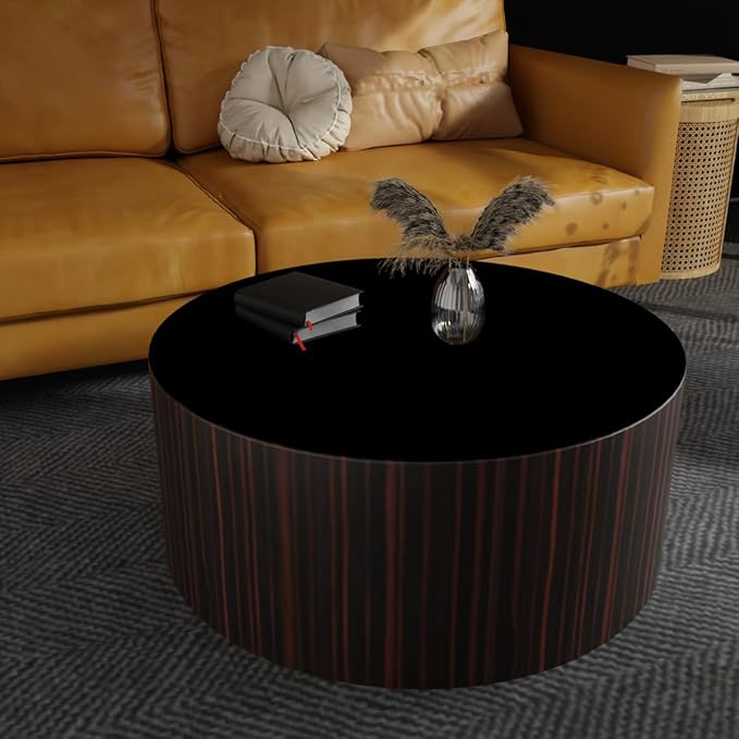 Round Table Protector - 1.8mm Thick,Dia.21 Inch Waterproof & Easy to Clean Protects Table Surfaces Conceals Scratches & Flaws for Coffee Tables & Dining Tables(Black+Black Dia.21Inch)
