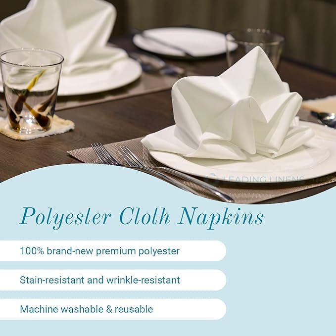 Polyester Cloth Napkins - Washable Soft Table Linens - Durable & Elegant for Dining, Restaurants, Weddings, Events, Rentals, Banquets, & Parties - Premium Quality Set of 250, Navy Blue, 20"x20"