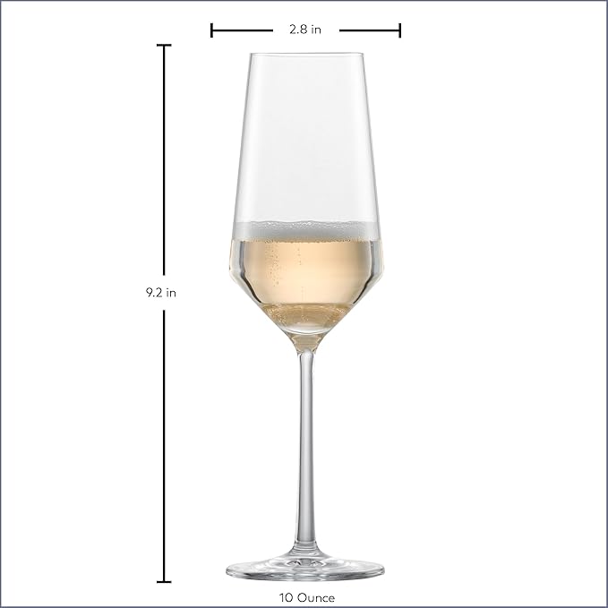 ZWIESEL GLAS Pure Champagne Glass (Set of 2), Champagne Flutes with Effervescent Point, Dishwasher-Safe Tritan Crystal Glasses, Made in Germany (7 Ounce)