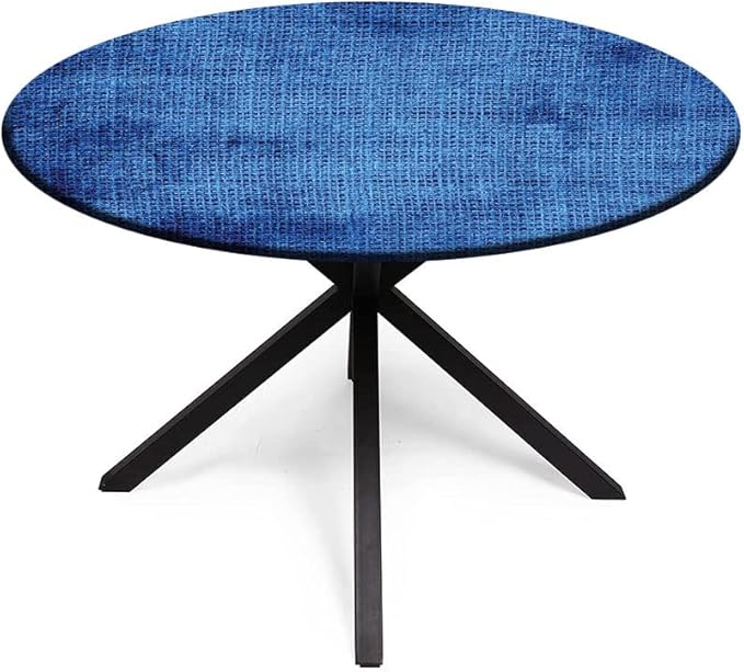 Round Tablecloth, Navy Blue Deco Tablecloth for Side Table, Faded Burlap Texture Old Fashioned Grunge, Fit Round Tables 61inch Diameter, for Dining Room/Party/Banquet Decoration, Royal Blue