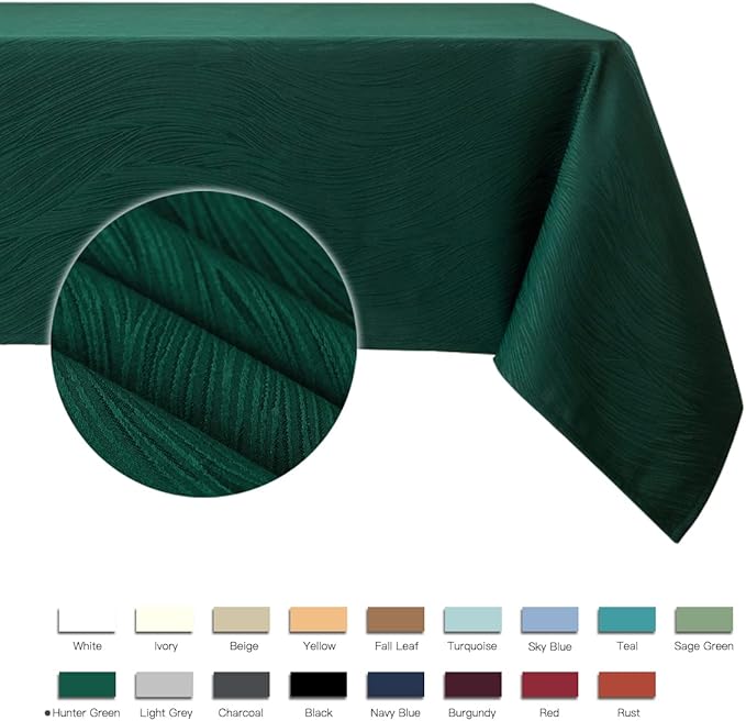 maxmill Rectangle Swirl Design Tablecloth Waterproof Spillproof Wrinkle Free Table Cloth, Kitchen Dinning Tabletop Decoration, Fabric Table Cover for Christmas Parties, 52 x 70 Inch, Hunter Green