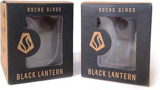 Black Lantern Fly Fishing Whiskey Glasses Set of 2 – 11oz Rock Tumblers with Screen-Printed Fly Patterns – Premium Bourbon & Scotch Barware for Fishermen and Outdoor Enthusiasts