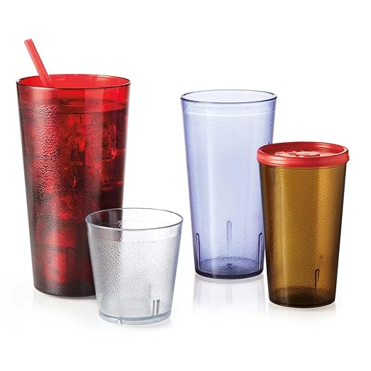 G.E.T. Unbreakable Stackable Restaurant Plastic Tumbler / Cup (Set of 4) 5 Ounce Clear | For Restaurants and Home, Dishwasher Safe, BPA Free