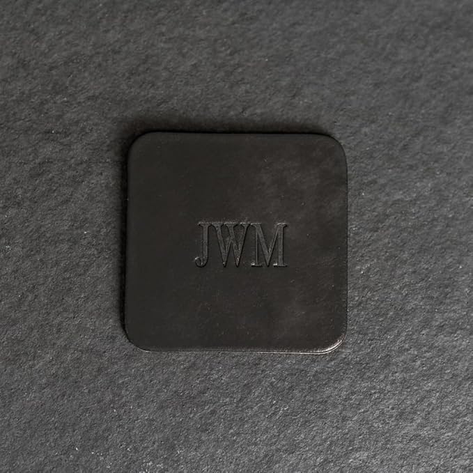 Ox & Pine Personalized Leather Coaster - Sold Individually or in Sets of 4 - Customize Inscription - 100% Full-Grain Leather – 4" Round or 4" Square (Square, Sienna, 1 Individual Coaster)