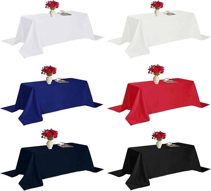 Fokitut 6 Pack Rectangle Tablecloth, 60x120 Inch, Stain Resistant and Wrinkle Polyester Table Cloth, Fabric Table Cover for Kitchen Dining, Wedding, Party, Holiday Dinner-Red