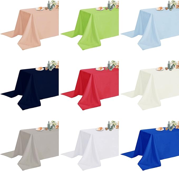 Fokitut 2 Pack Waterproof Rectangle Tablecloth, 60x102 Inch, Stain Resistant and Wrinkle Polyester Table Cloth, Fabric Table Cover for Kitchen Dining, Wedding, Party, Holiday Dinner-Blue Mist