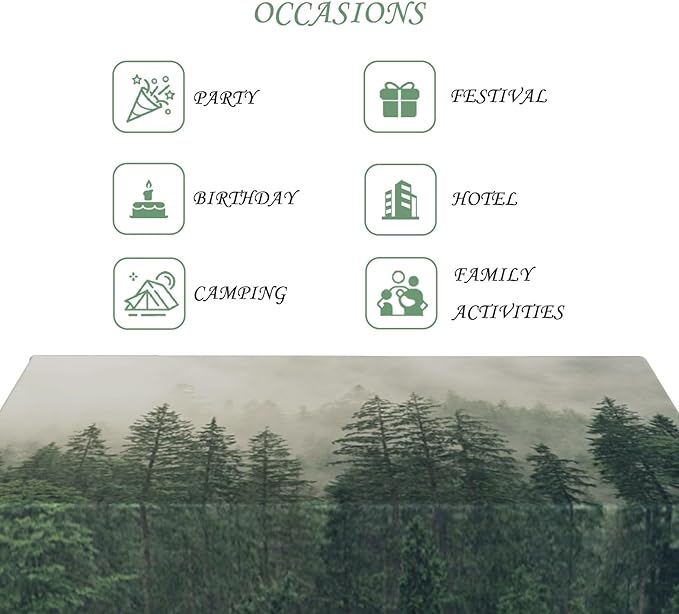 60x120 Inch Nature Scenery Rectangular Tablecloth Foggy Wild Forest Mysterious Secret Realm Table Cloth Waterproof Durable Table Cover for Home Game Room Banquet Picnic Outdoor BBQ Decor