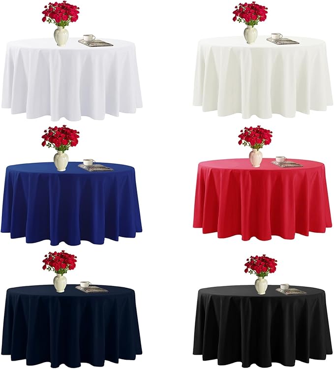 Fokitut 6 Pack Round Tablecloth, 70 Inch, Stain Resistant and Wrinkle Polyester Table Cloth, Fabric Table Cover for Kitchen Dining, Wedding, Party, Holiday Dinner-Royal Blue