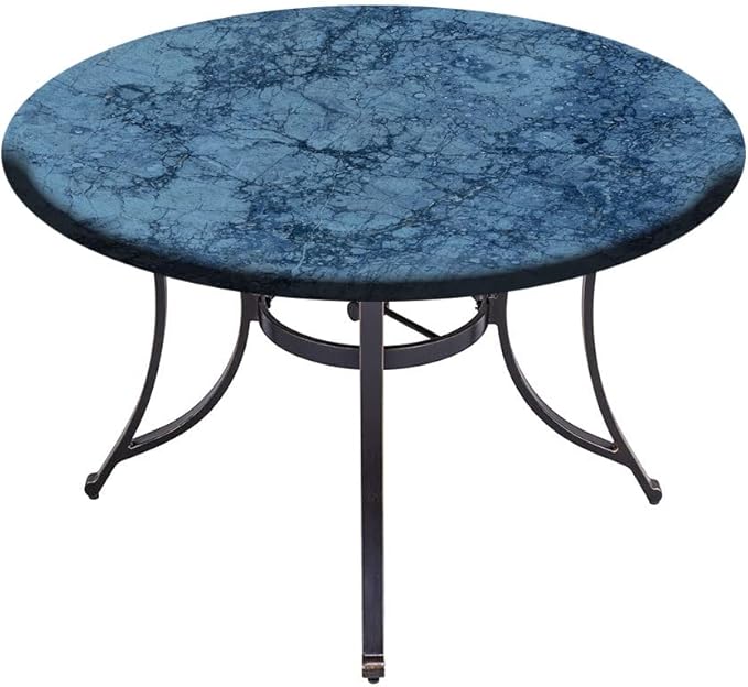 Small Round Tablecloth, Marble Washable Polyester Table Cloth for, Abstract Crack Pattern, Fit Round Tables 61inch Diameter, for Wedding Party Dining Banquet Use, Blue