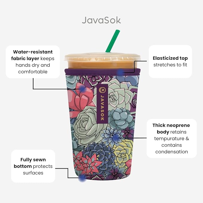 Sok It JavaSok Iced Coffee & Cold Soda Insulated Neoprene Cup Sleeve (Buffalo Check, XLarge: 38-42oz)