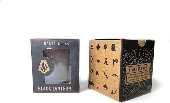 Black Lantern Fly Fishing Whiskey Glasses Set of 2 – 11oz Rock Tumblers with Screen-Printed Fly Patterns – Premium Bourbon & Scotch Barware for Fishermen and Outdoor Enthusiasts
