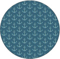 Round Tablecloth, Nautical Tablecloth for Side Table, Anchors Maritime Theme Decor, Fit Round Tables 44inch Diameter, for Outdoor Indoor Use, Petrol Blue Beige