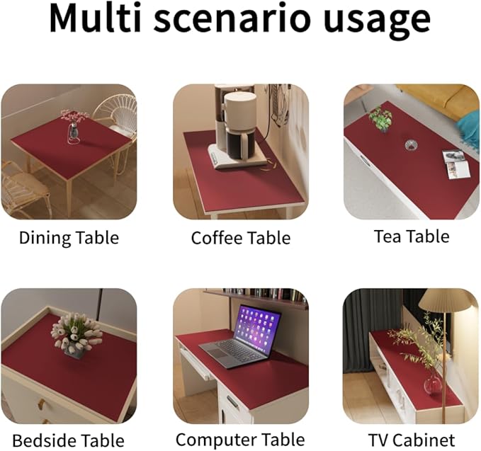 Leather Table Cover,1.8mm Thick,40x60 Inch Table Protector,Table Protector for Dining Room Table,Table Pads for Dining Room Table Rectangular.(Black+Wine Red,40x60)