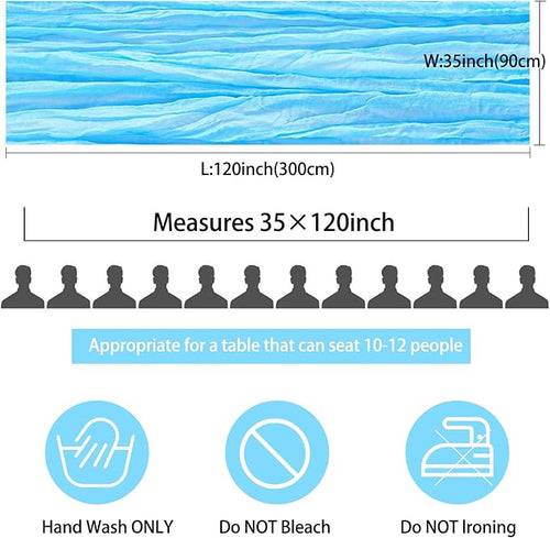 12 Pack 10Ft Cheesecloth Table Runner 35x120 Inch Boho Gauze Table Runner Rustic Cheese Cloth Long Romantic Table Runners for Wedding Bridal Shower Birthday Party Table Decor (Baby Blue)