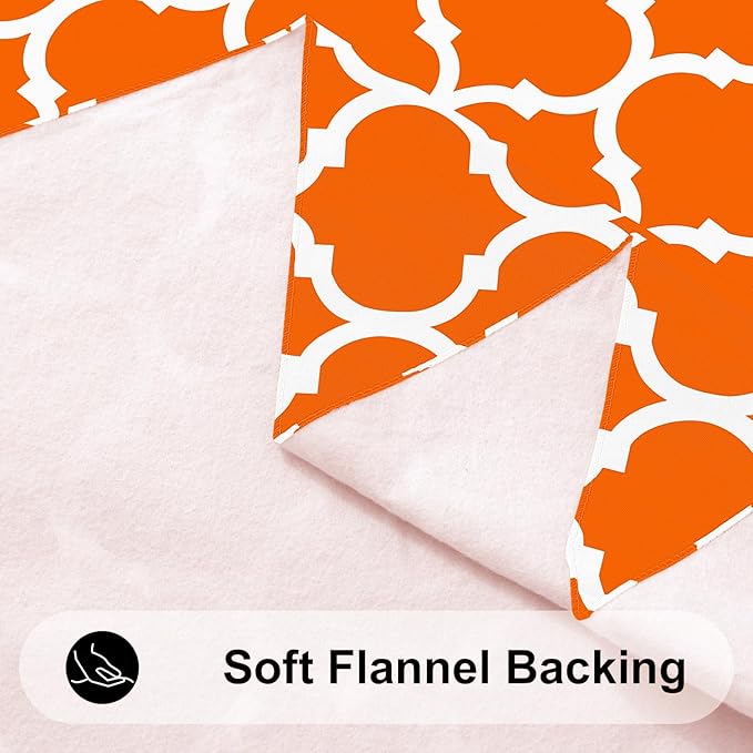 Smiry Rectangle Table Cloth, Waterproof Vinyl Tablecloth with Flannel Backing for Rectangle Tables, Wipeable Spillproof Plastic Tablecloths for Dining, Indoor and Outdoor (60"x102", Bright Orange)