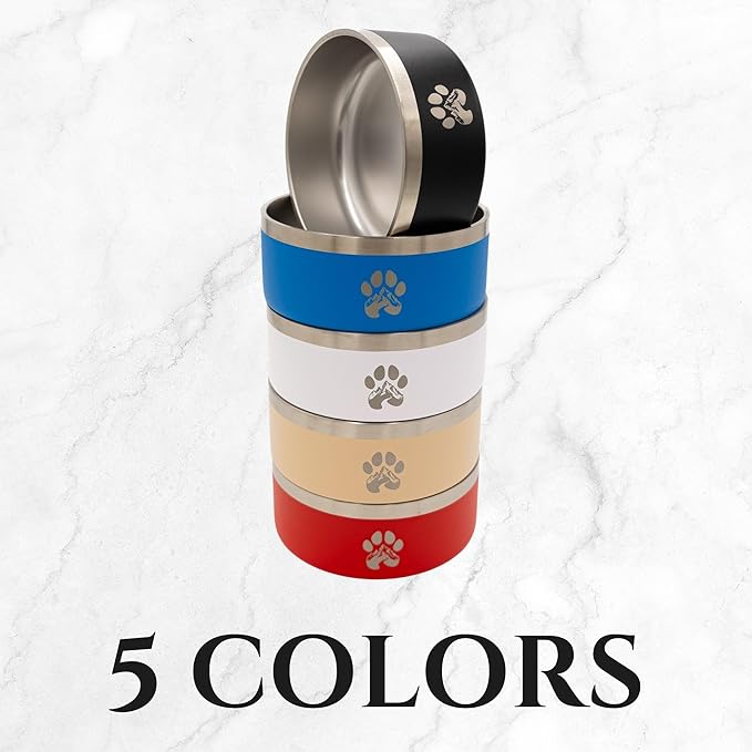 Stainless Steel Dog Bowl for Small-Large Dogs | Double Wall Insulated, Non-Slip Base Heavy Duty Water and Food Bowls for Dogs & Cats | Pet Safe BPA Free & Dishwasher Safe | 32 Oz - Blue