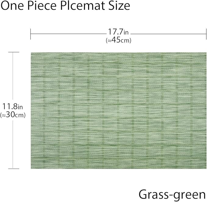 PIGCHCY Countryside Placemats Set of 4 Woven Heat Resistant Placemats Washable Easy to Clean Table Mats for Dining Room and Decor (Pear Green)