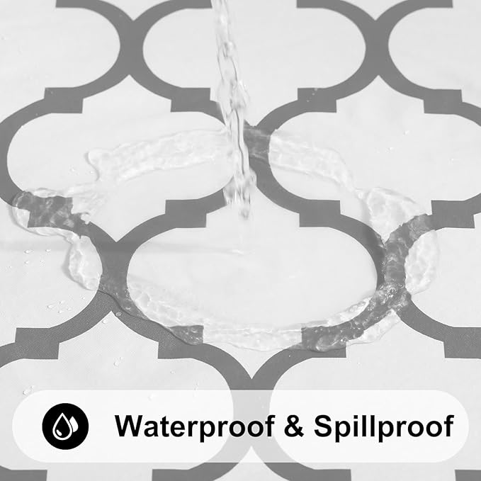 Smiry Square Tablecloth, Waterproof Vinyl Tablecloths with Flannel Backing for Square Tables, Wipeable Spillproof Plastic Tablecloth for Dining, Camping, Indoor and Outdoor (60"x60", White)