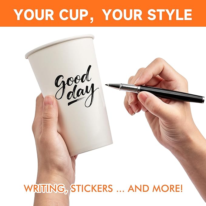 100 Pack 16 oz Disposable Coffee Cups with Lids and Sleeves, Paper Coffee Cups for Hot/Cold Drinks, Leak-Proof To Go Cups for Home, Cafes, Events and Office