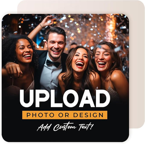 10 Pack Personalized Drink Coasters, Custom Cardboard Coasters with Photo and Text, Design Your Own Coaster for Events, Parties, Bars, and Unique Gifts, 3.95" Round, Design 1