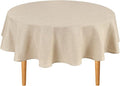 Hiasan Round Linen Tablecloth 40 Inch - Wrinkle and Stain Resistant Washable Polyester Fabric Table Cloth for Dining Room Kitchen Party, Beige