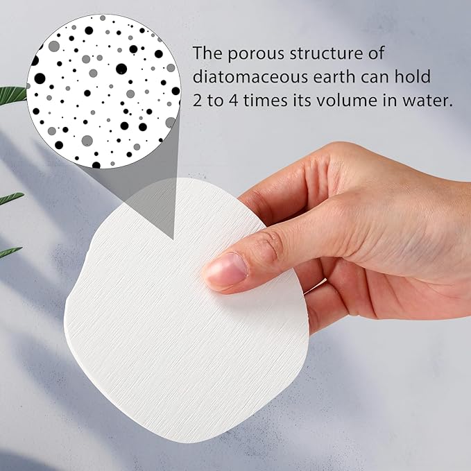 Diatomaceous Earth Coasters Set of 4，Cool Absorbent Quick-Dry Drink Coasters for Desks, Cute Modern Stone Design with Stylish White Aesthetic (4, White)