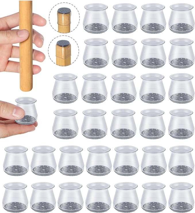 32 Pcs Chair Leg Floor Protectors - OASMU Silicone Felt Pads, Scratch-Proof & Noise-Free, Easy Smooth Moving, Small Size (Fits Round Chair Legs: 15/16" to 1-5/16" Diameter)