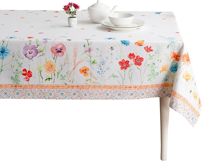 Maison d' Hermine Table Cloth Rectangle Table 100% Cotton 54 x 72 Inches Tablecloth Reusable Decorative for Dining Room Farmhouse Home Valentines Day Decorations Spring Summer - Summer Whisper